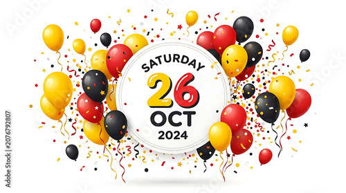 Vibrant Celebration Background with Balloons and Confetti for Party Invitations