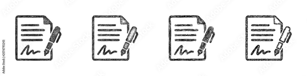 Fototapeta premium Sketch author contract icon design set