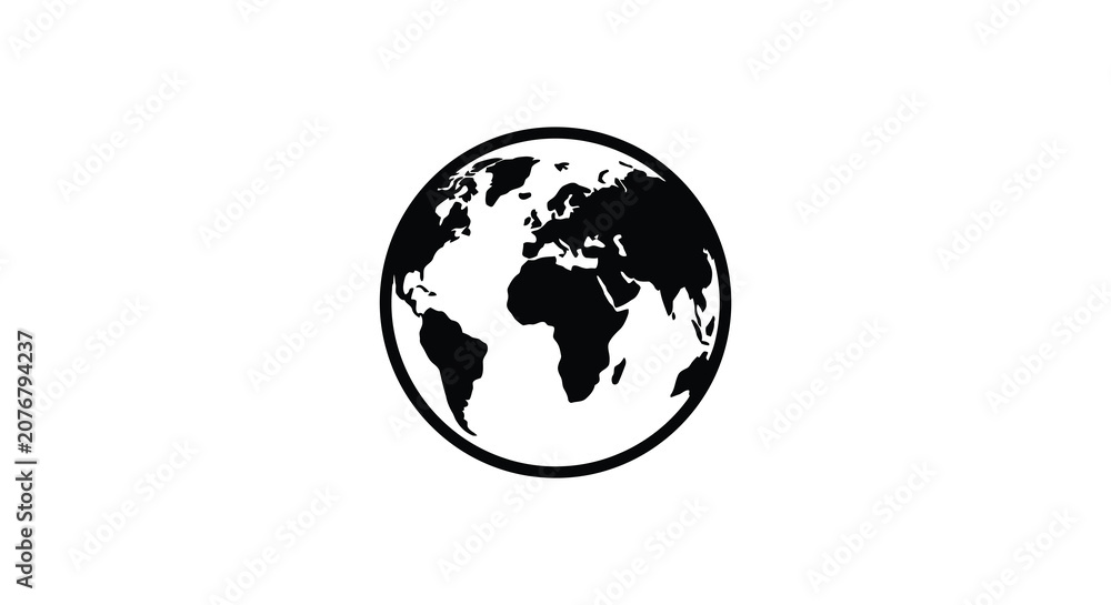 Fototapeta premium Earth Silhouette Against A White Background Minimalist Graphic Design