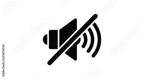 Foto Muted speaker icon black silhouette on a white background