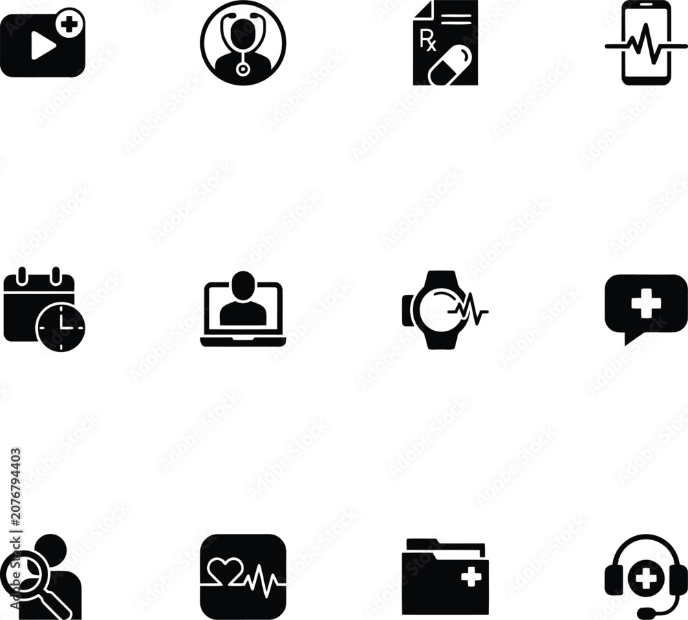 Fototapeta premium Set of medical and healthcare icons isolated on white background