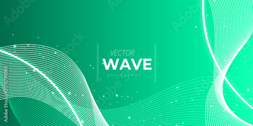 Abstract Green Mint Wave Design with Flowing Curves - Modern Contemporary Organic Background, Fresh Elegant Motion Pattern, Digital Art Concept