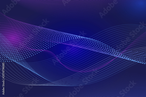 Abstract Purple Blue Wave with Mesh Pattern - Modern Digital Motion Background, Futuristic Technology Flowing Design, Contemporary Gradient Art
