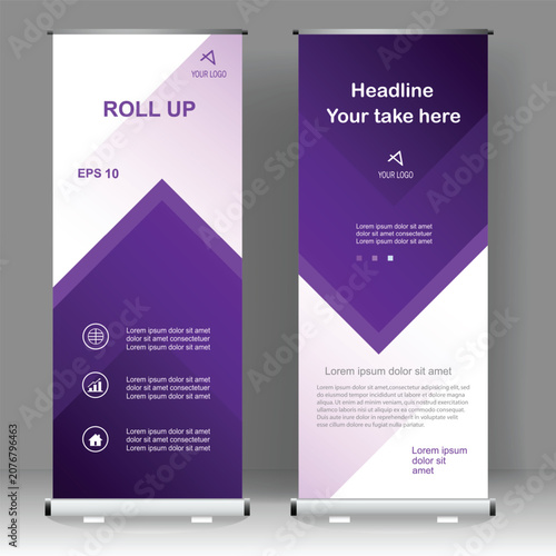 Business Roll up banner template design, for brochure, business, flyer, infographics. modern x-banner and flag-banner advertising. vector illustration