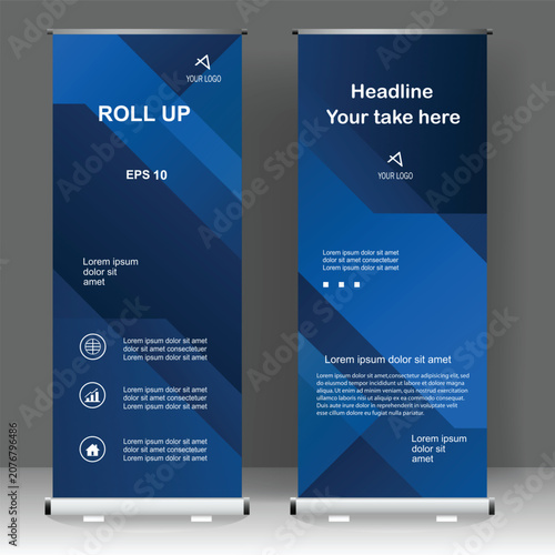 Business Roll up banner template design, for brochure, business, flyer, infographics. modern x-banner and flag-banner advertising. vector illustration