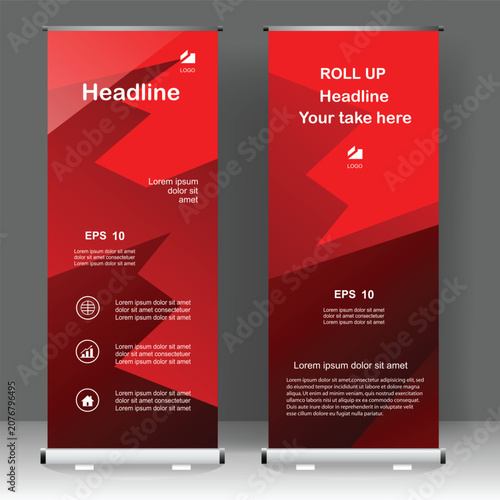 Business Roll up banner template design, for brochure, business, flyer, infographics. modern x-banner and flag-banner advertising. vector illustration