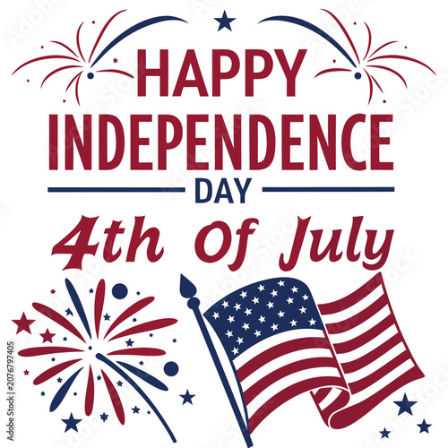 Happy 4th of July Independence Day Typography Vector Design, USA Patriotic Celebration Graphic