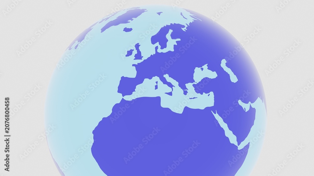 Naklejka premium Earth Globe 3D Render Showing Europe And Africa