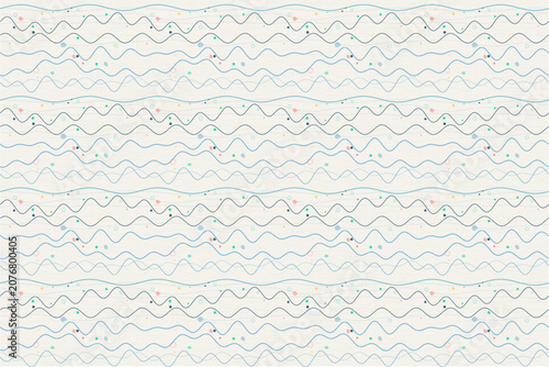 Pastel Wavy Line Seamless Pattern Background with Confetti Dots and Abstract Flow Design
