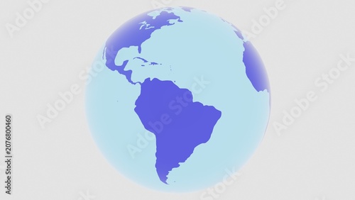 Small Earth Globe Centered Showing South America 3D Render