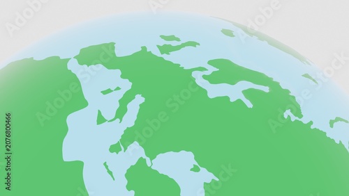 Green Earth Globe High Angle View North America 3D Render