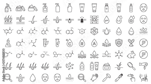 Bild auf Leinwand 40 Science Icons, Laboratory Symbols, Medical Signs, Vector Graphics