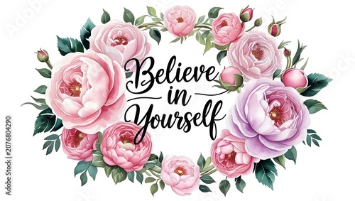Feminine Watercolor Floral Apparel Design with Inspirational Quote