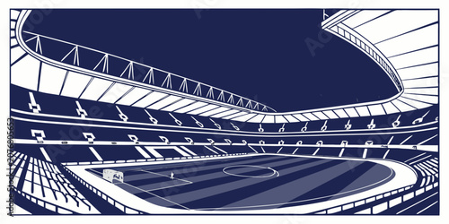 Modern football soccer stadium arena illustration, vector