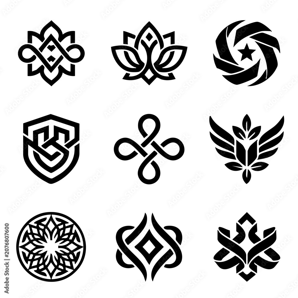 Fototapeta premium Abstract Geometric Logo and Emblem Icon Set
