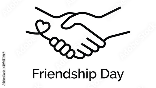 Tableau sur toile Friendship day with handshake and heart celebration