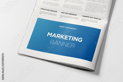 Tableau sur toile Newspaper Advertising Banner Mockup 3D Rendering Isolated Background