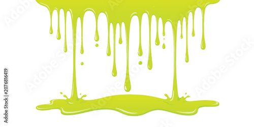 Tableau sur toile Bright neon green slime dripping and melting down