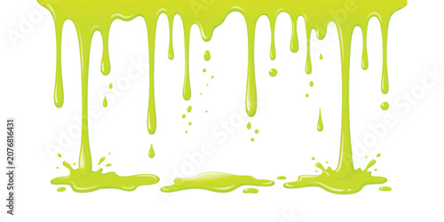 Bild auf Leinwand Bright neon green slime dripping down with liquid splashes and flowing paint tex