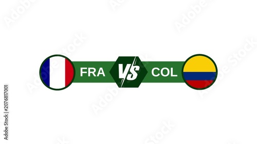 France vs Colombia Football Match Versus Scoreboard Broadcast Motion Graphic