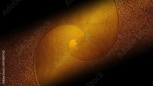 Bild auf Leinwand 8K Luxury Golden Spiral Background with Dramatic Diagonal Shadow and Hammered Te