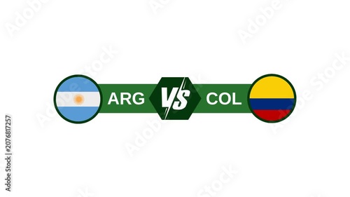 Argentina vs Colombia Football Match Versus Screen Motion Graphic on White Background