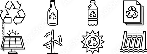 Eco friendly icons set with recycling symbols