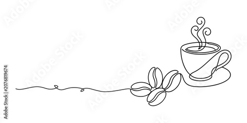 Bild auf Leinwand Illustration of coffee bean transforming into an espresso cup, cafe branding vector, hand drawn outline vector illustration