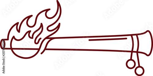 Obraz na plátně Line art illustration of a flaming cannon isolated on transparent background per