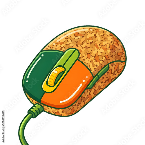 Generic cork computer mouse flat vector illustration concept graphic symbol artwork green eco
