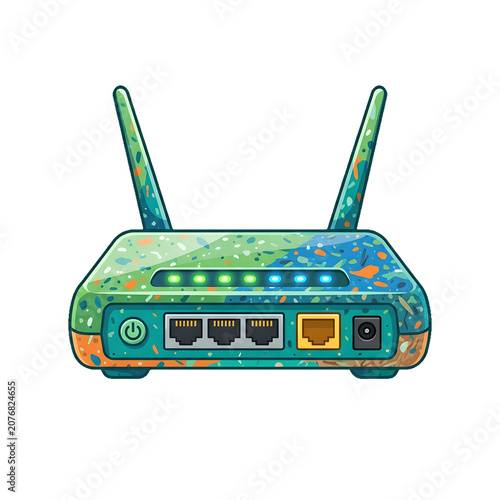 Generic internet router flat vector illustration concept graphic symbol artwork green eco art