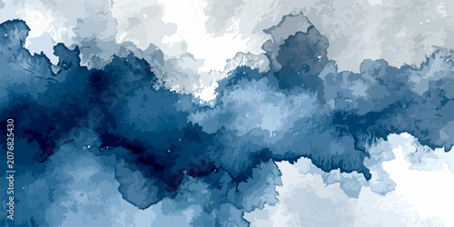 Fotografía Abstract Blue Sky with Soft White Clouds, Bright Summer Cloudscape Background wi