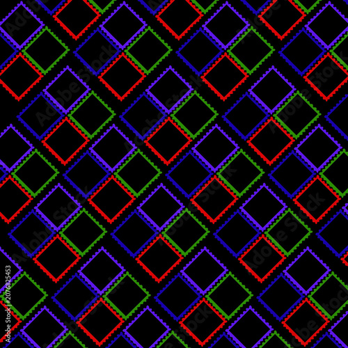 Colorful Diamond Seamless Geometric Pattern on Black Background