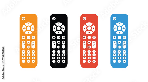 Four Remote Controls in Different Colors
