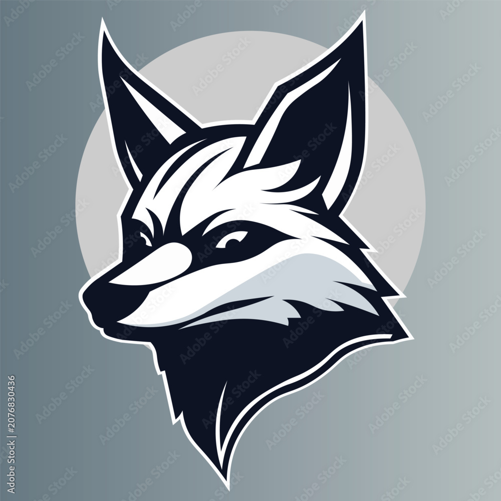 Obraz premium Modern Silver Fox Mascot Logo Vector Illustration for Esports Gaming Business Branding Sports Team Identity and Merchandise Design