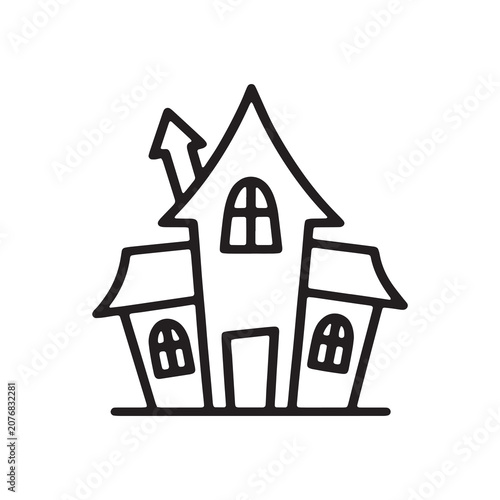 Minimalist haunted house icon for halloween vector graphics with halloween architecture building