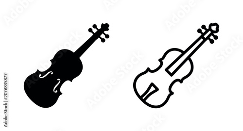 Fotografie Violin musical string instrument icon set