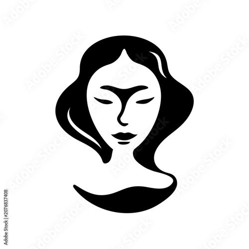 Minimalist female portrait silhouette icon vector illustration with portrait silhouette minimalist cosmetics wellness feminine abstract isolated character identity