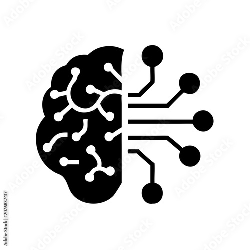 Artificial intelligence brain neural network concept icon with intelligence technology innovation computing processor connection cybernetic abstract automated learning information structure