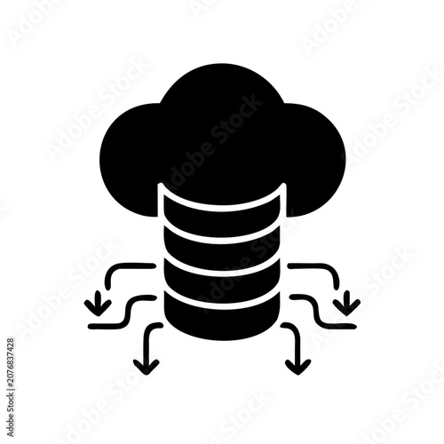 Cloud data server network information storage icon with information computing technology database internet transfer download connection isolated infrastructure management architecture