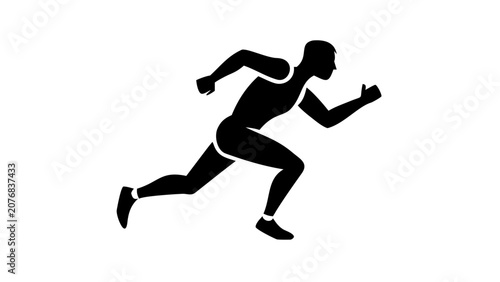 Black silhouette of a person running fast in a sports training concept for athletic performance and exercise with exercise training silhouette movement athletic competition physical lifestyle