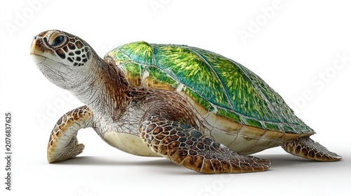 Side profile of realistic green sea turtle miniature.