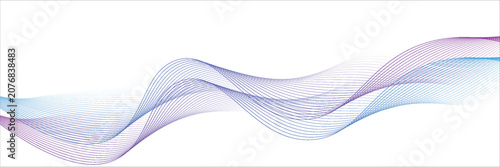 Abstract blue purple gradient flowing wave lines on white background. Modern colorful wavy lines pattern design element. Suit for poster, website, banner, presentation, cover, brochure, flyer, header