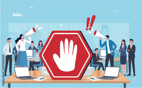 Foto Forbidden warning, prohibition, don't do or stop rule, false or restriction, dan