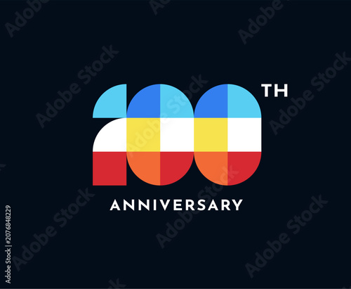 Foto Modern Colorful Geometric 100 Years Anniversary Logo Vector Illustration