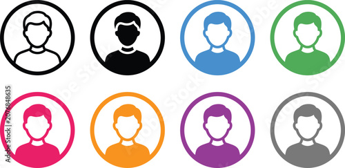 Obraz na plátne User profile icon set with male character avatar silhouette inside circle button
