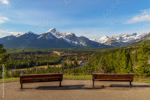 Benches Looking Out Over A Kananaskis Mountain Valley