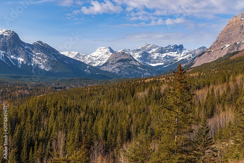 Blue Sky Over Kananaskis Mountains And Forest