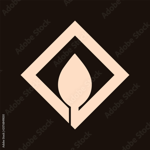 Minimal Diamond Leaf Logo Template, Eco Nature Organic Brand Identity Vector