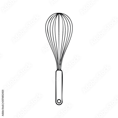 Wire whisk icon in hand drawn doodle style isolated on white background
